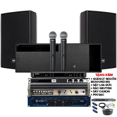 Dàn karaoke cao cấp RCF Acustica 30 (RCF C MAX 5212 96, MA 5000i, Crown T10, RCF S8015LP, KX180A, shure BLX288A/SM58)